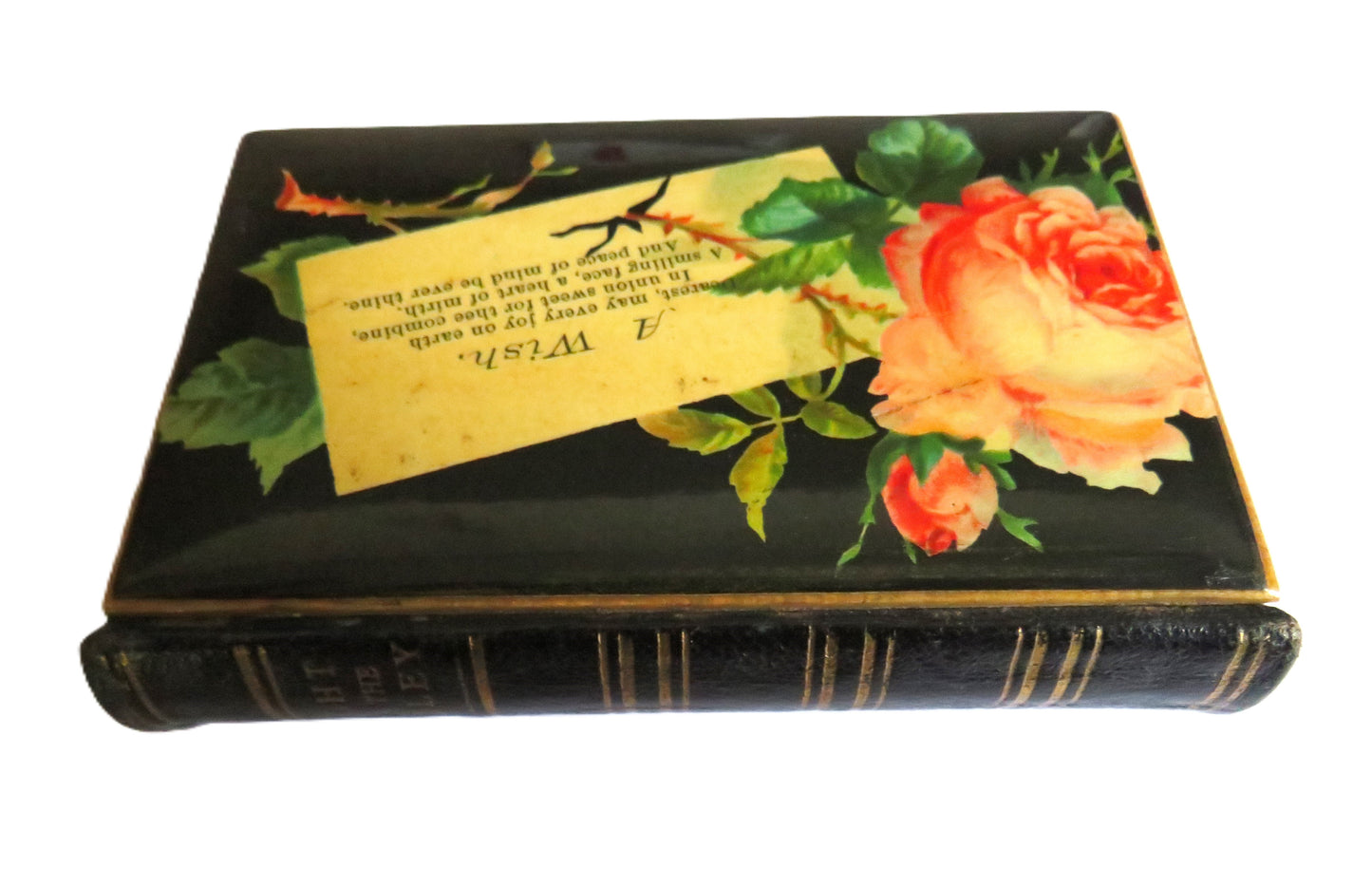 Antique Mauchline Black Lacquer Ware Book Light For The Valley