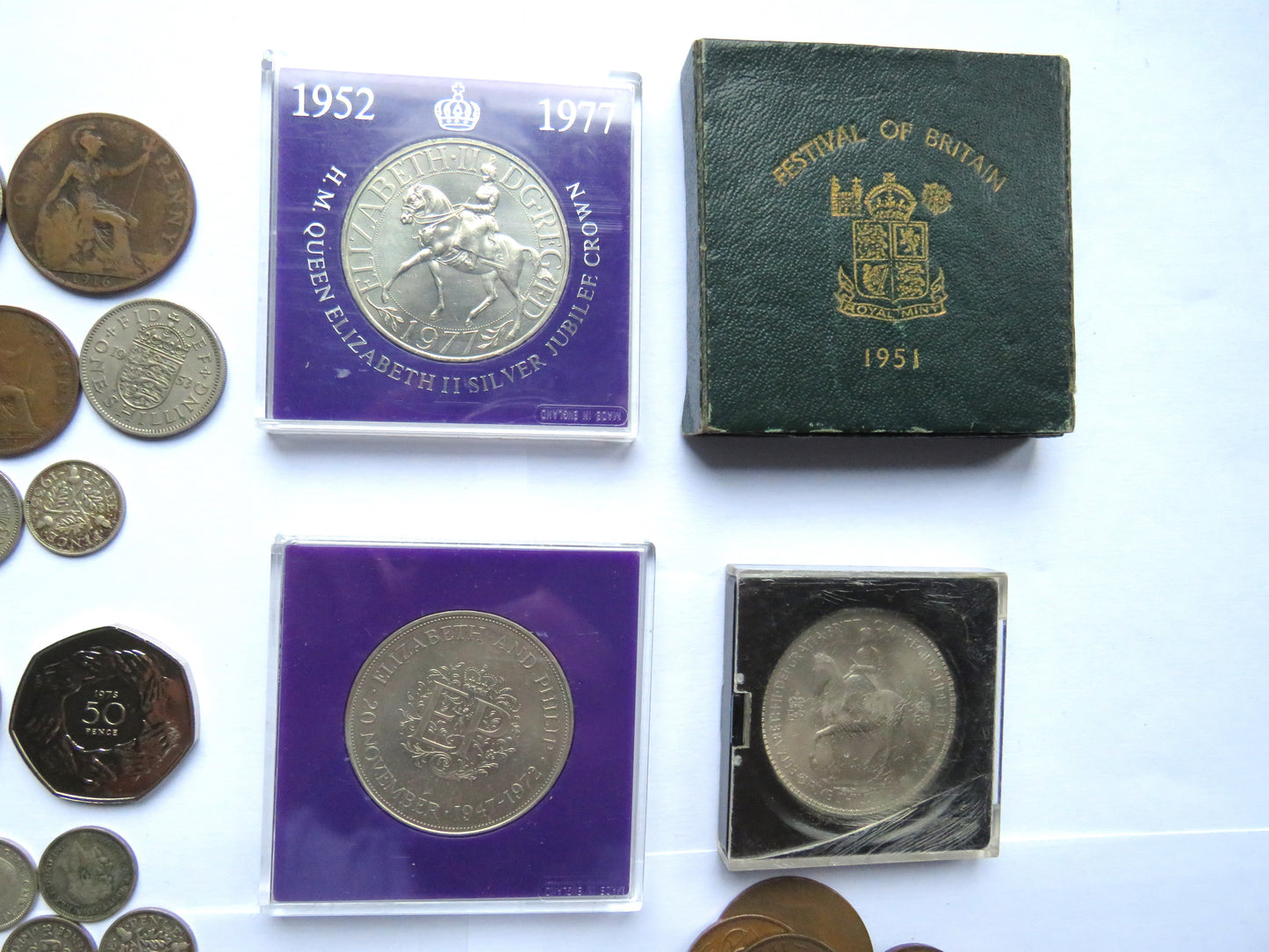 Coin Collector Starter Kit To Include 1951 Crown, Silver Threepence, Crowns Etc