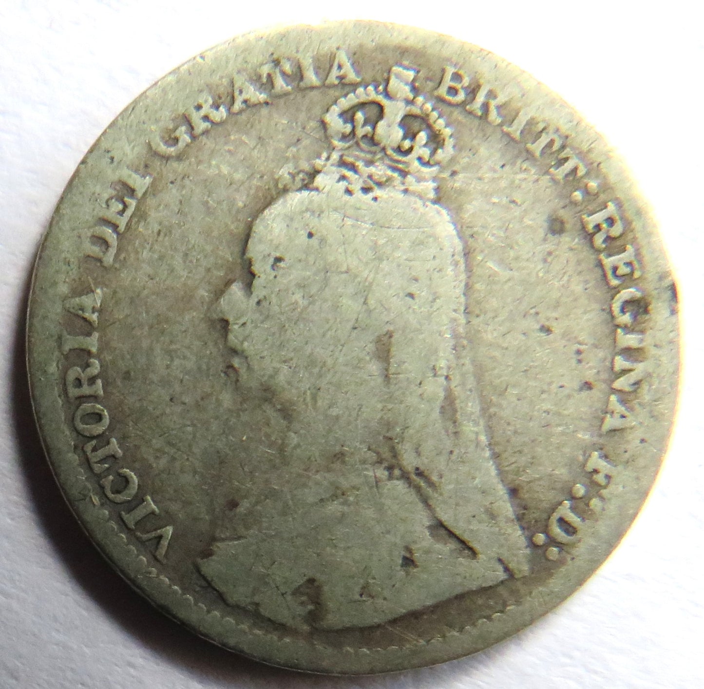 1890 Queen Victoria Jubilee Head Silver Threepence Coin - Great Britain