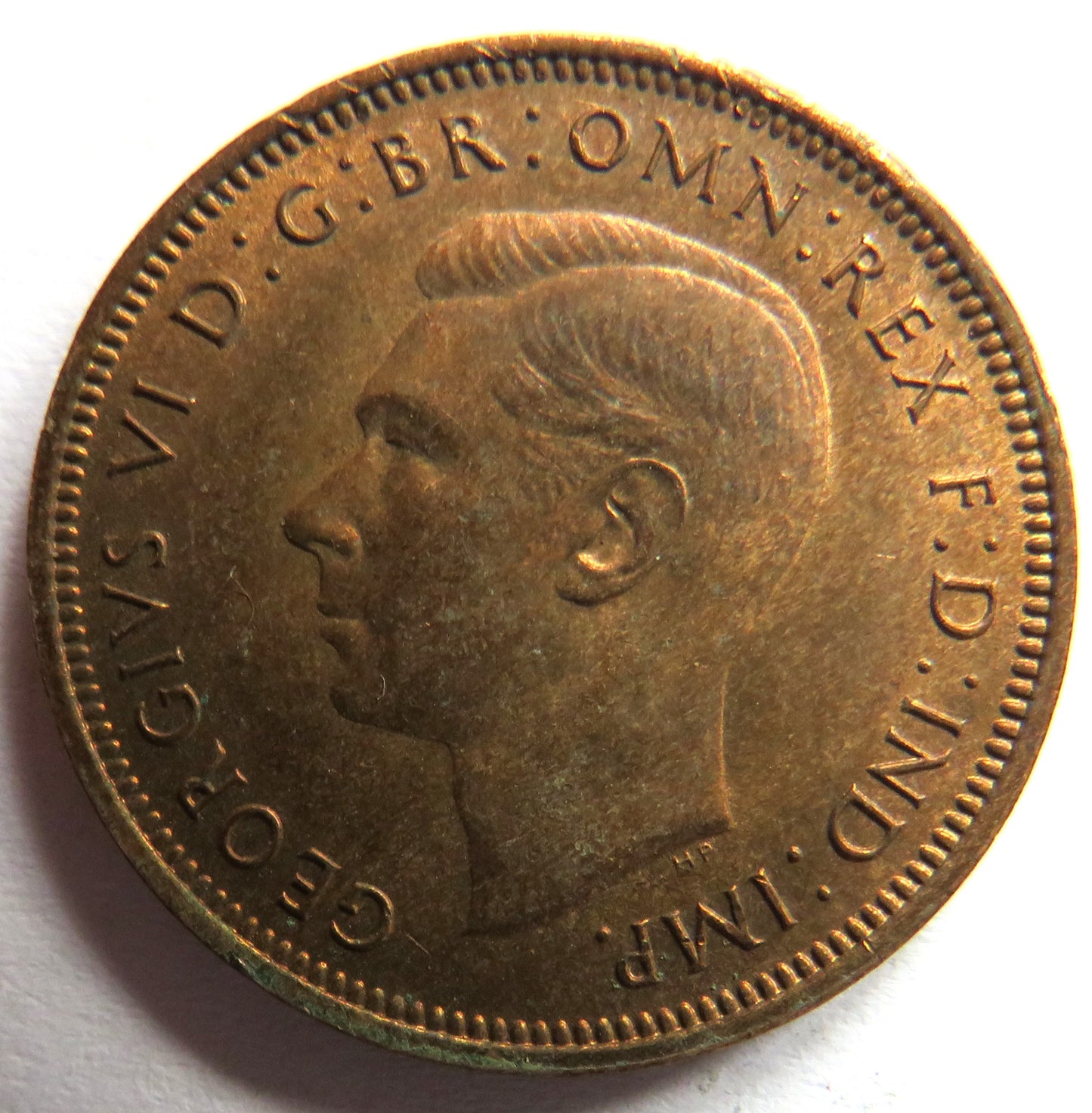 1946 King George VI Halfpenny Coin - Great Britain