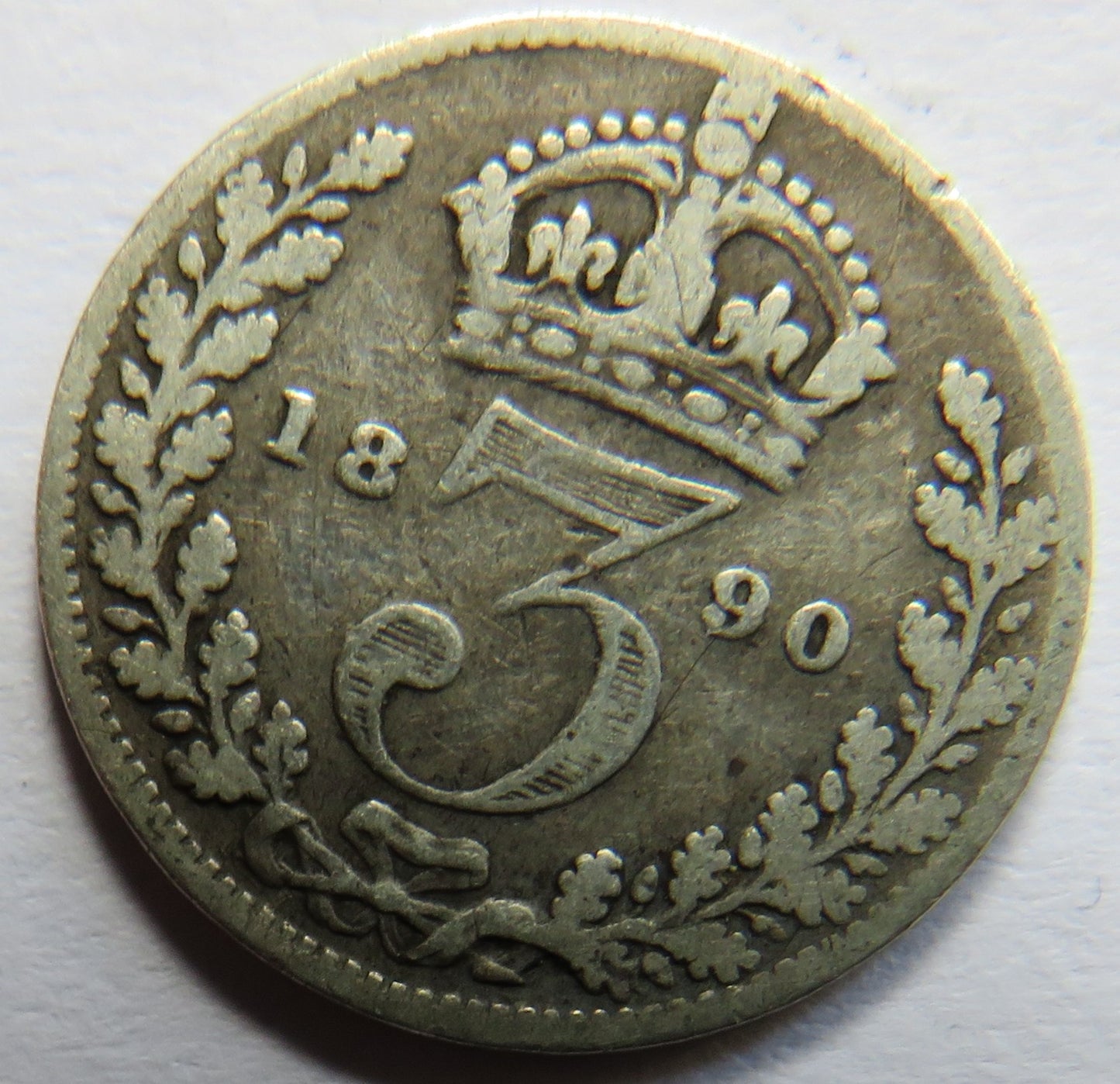 1890 Queen Victoria Jubilee Head Silver Threepence Coin - Great Britain