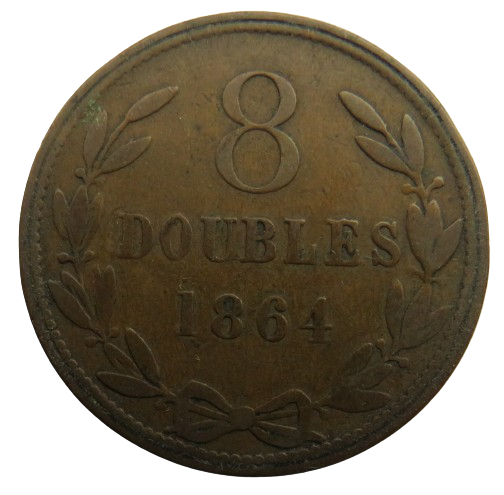 1864 Guernsey 8 Doubles Coin