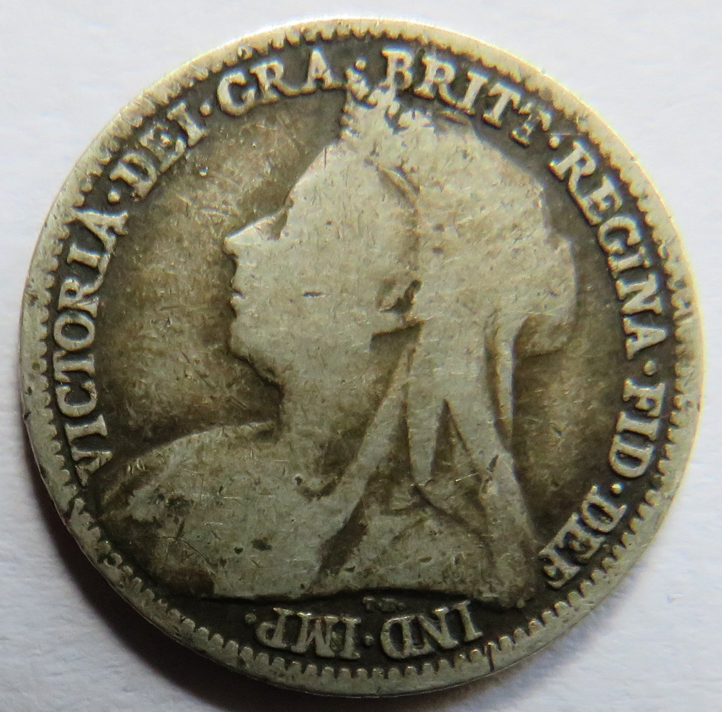 1896 Queen Victoria Silver Threepence Coin - Great Britain