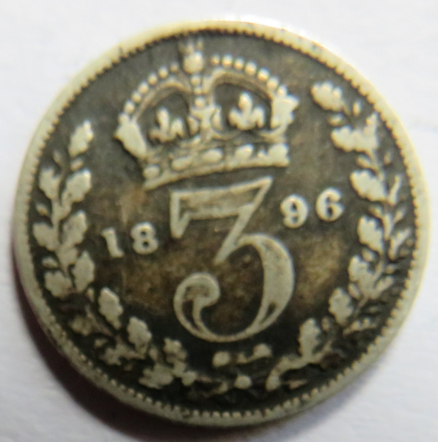 1896 Queen Victoria Silver Threepence Coin - Great Britain