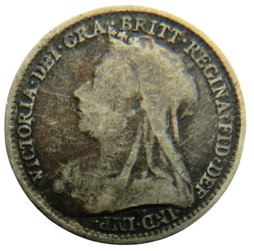 1894 Queen Victoria Silver Threepence Coin - Great Britain
