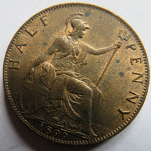 Load image into Gallery viewer, 1899 Queen Victoria Halfpenny Coin In High Grade - Great Britain
