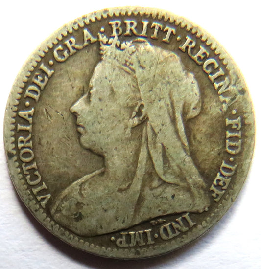 1900 Queen Victoria Silver Threepence Coin - Great Britain
