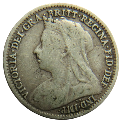1895 Queen Victoria Silver Threepence Coin - Great Britain