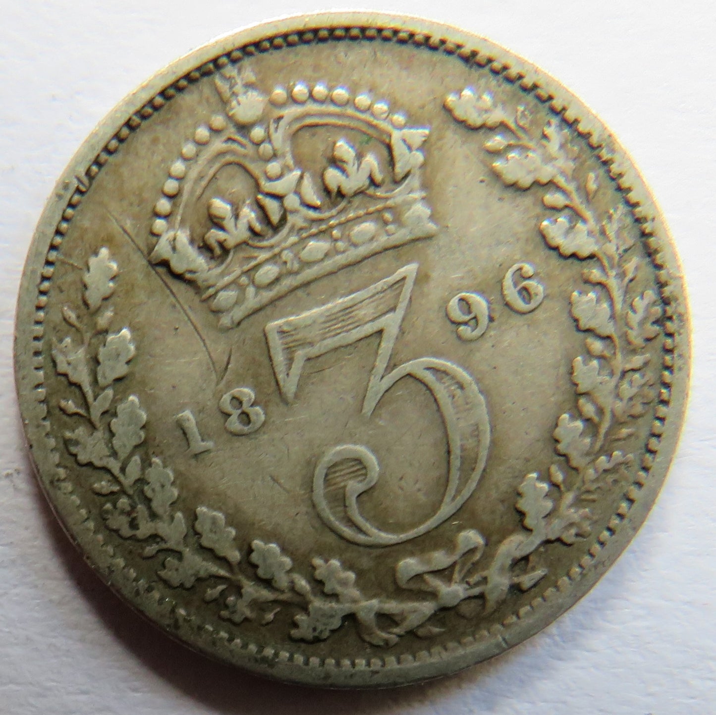 1896 Queen Victoria Silver Threepence Coin - Great Britain