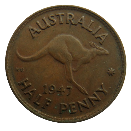 1947 King George VI Australia Halfpenny Coin