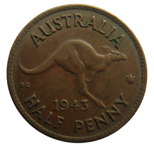 Load image into Gallery viewer, 1943 King George VI Australia Halfpenny Coin
