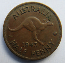 Load image into Gallery viewer, 1943 King George VI Australia Halfpenny Coin
