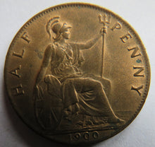 Load image into Gallery viewer, 1900 Queen Victoria Halfpenny Coin In High Grade - Great Britain
