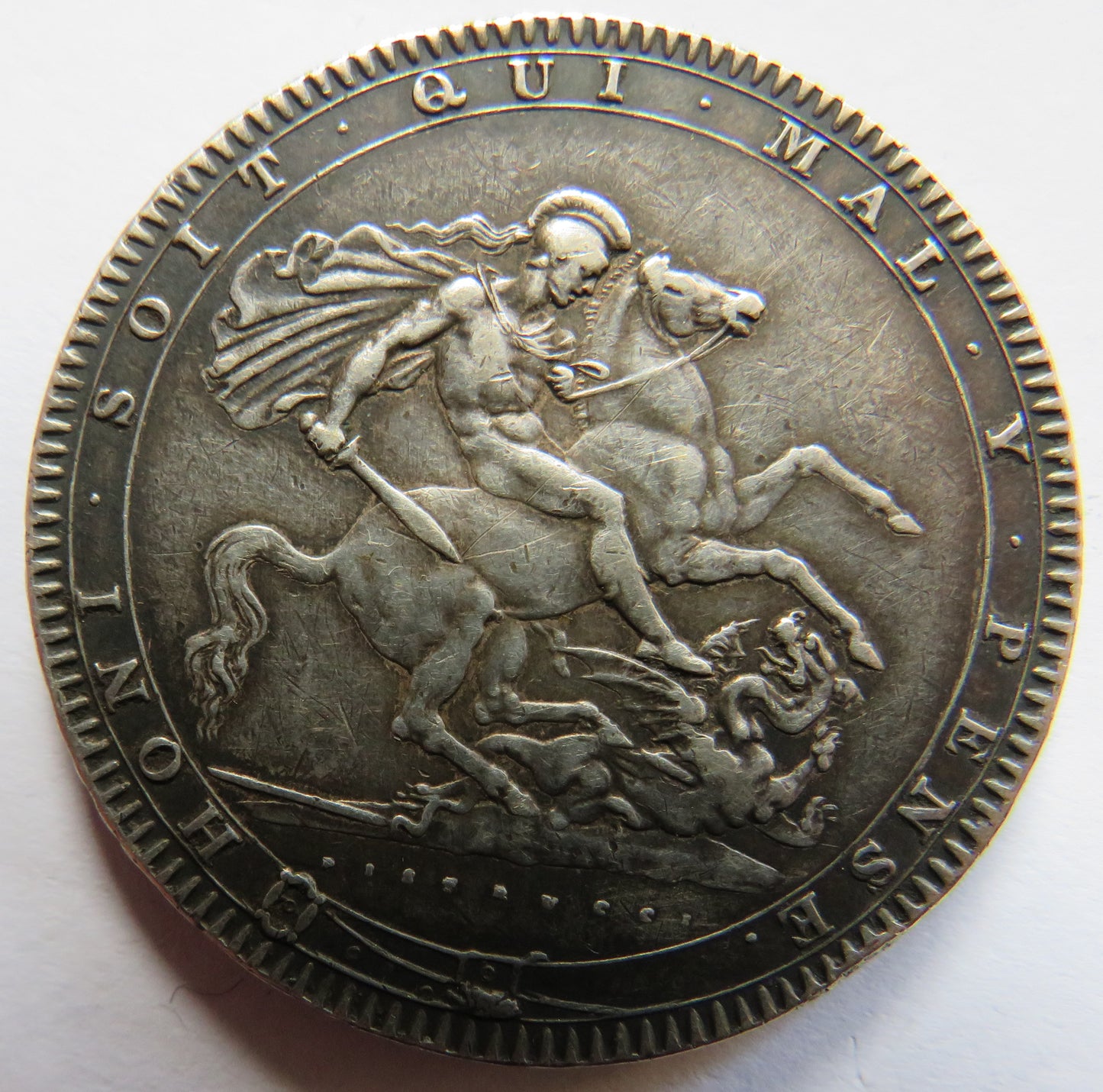 1819 LIX King George III Silver Crown Coin Good Details (Ex Mount)