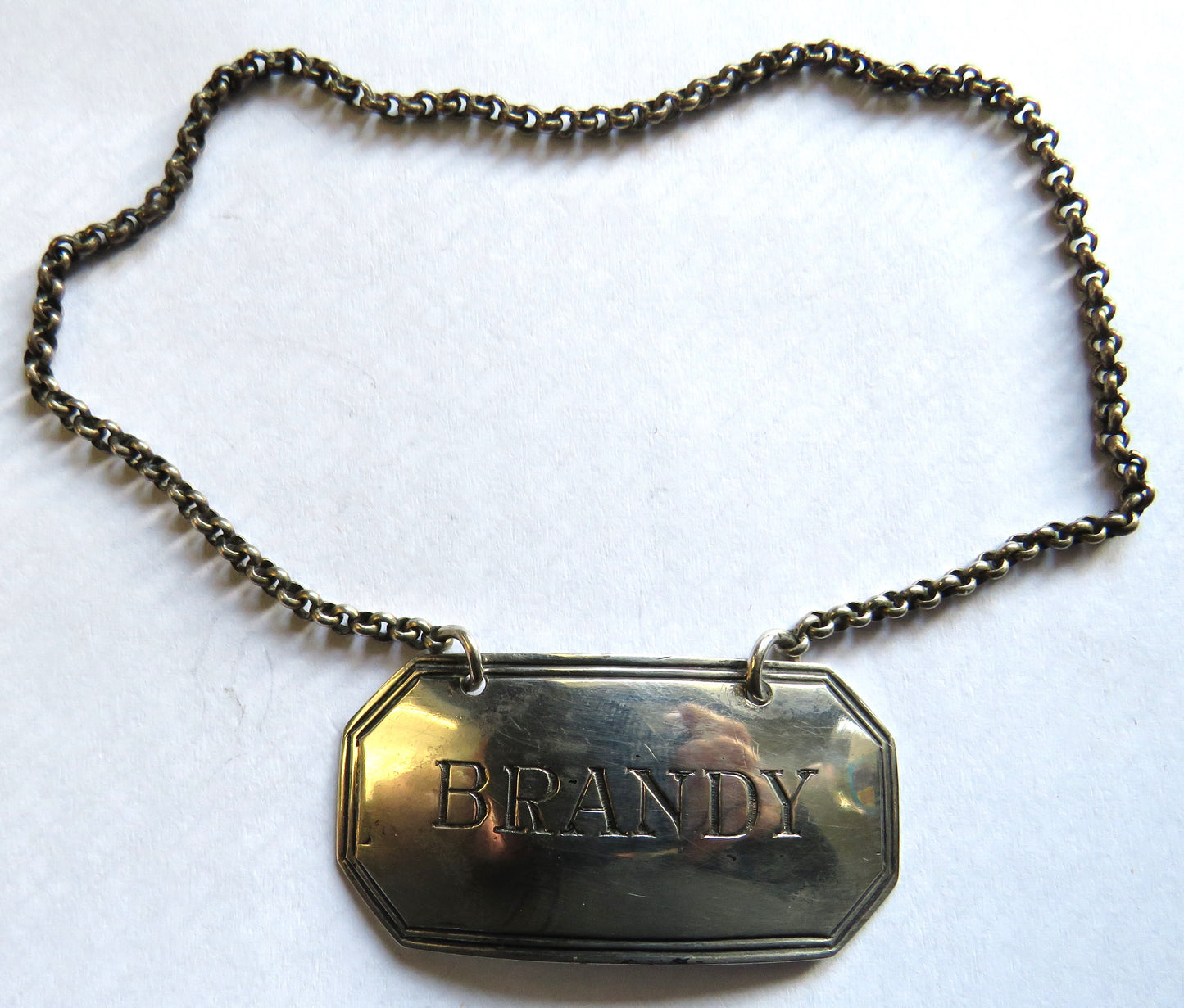 Antique Georgian Silver "Brandy" Decanter Label Hallmarked London 1796 Thomas Phipps & Edward Robinson