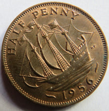 Load image into Gallery viewer, 1956 Queen Elizabeth II Halfpenny Coin In Higher Grade - Great Britain
