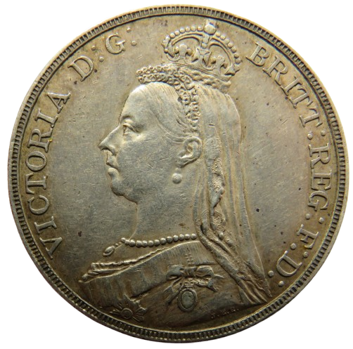 1889 Queen Victoria Jubilee Head Silver Crown Coin In Better Grade - Great Britain