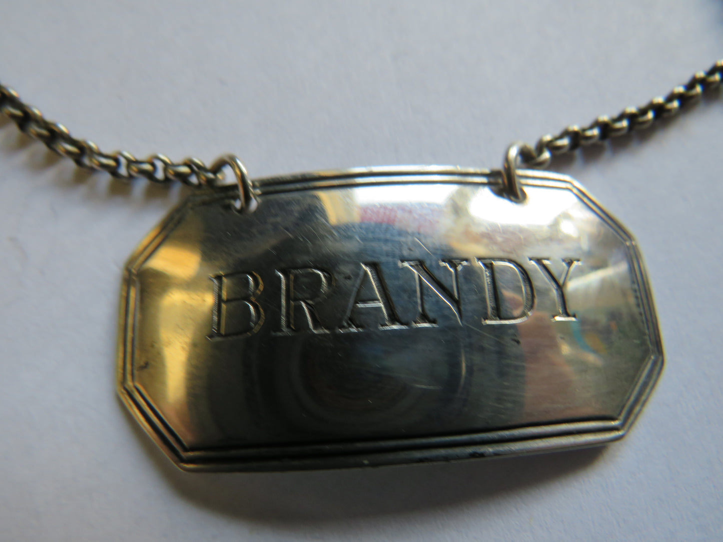 Antique Georgian Silver "Brandy" Decanter Label Hallmarked London 1796 Thomas Phipps & Edward Robinson