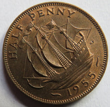 Load image into Gallery viewer, 1955 Queen Elizabeth II Halfpenny Coin In Higher Grade - Great Britain
