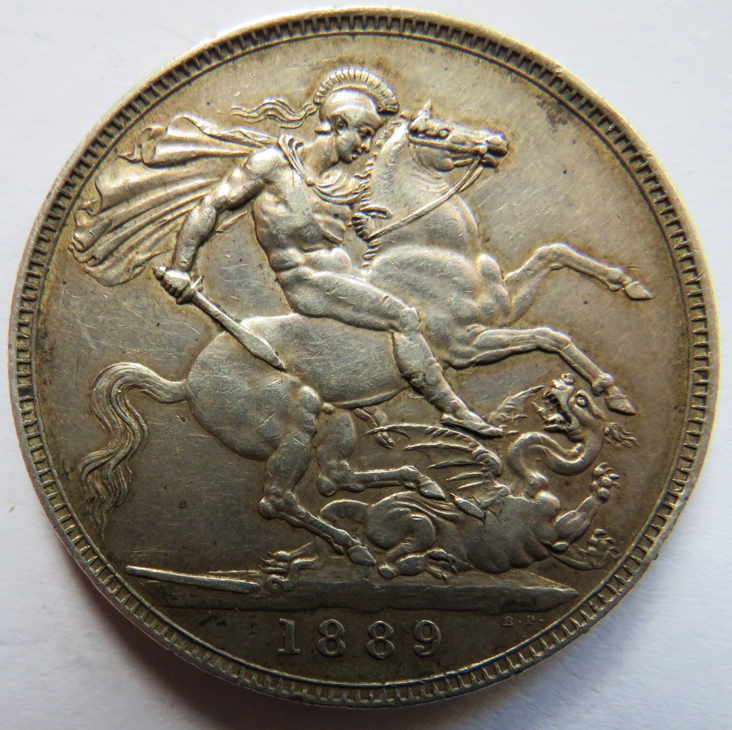 1889 Queen Victoria Jubilee Head Silver Crown Coin In Better Grade - Great Britain