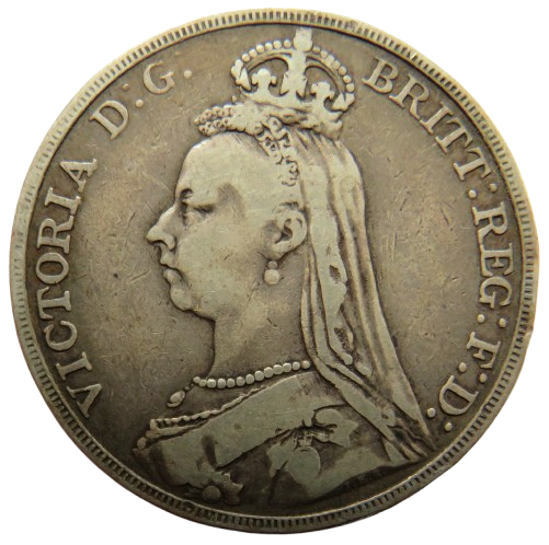 1889 Queen Victoria Jubilee Head Silver Crown Coin - Great Britain