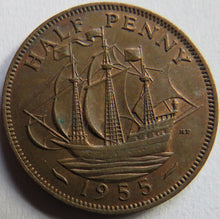 Load image into Gallery viewer, 1955 Queen Elizabeth II Halfpenny Coin In Higher Grade - Great Britain
