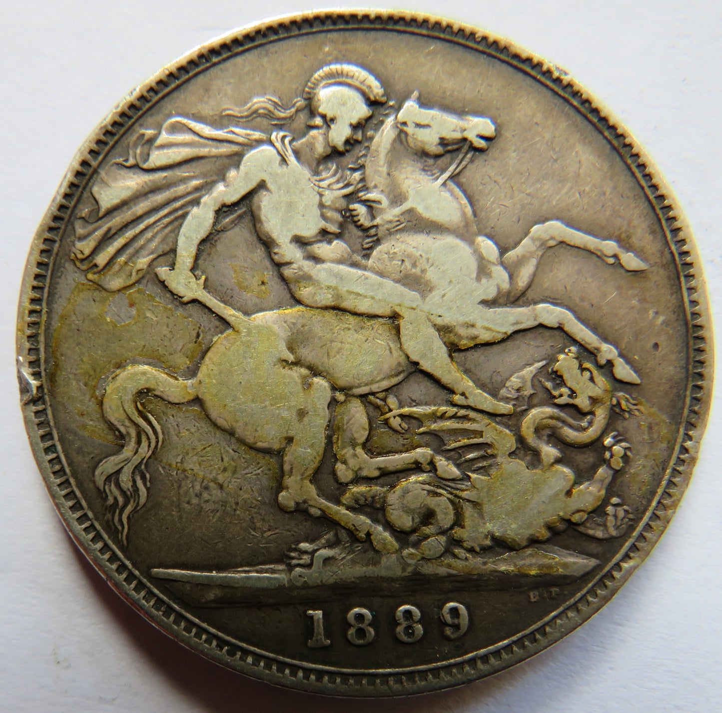 1889 Queen Victoria Jubilee Head Silver Crown Coin - Great Britain