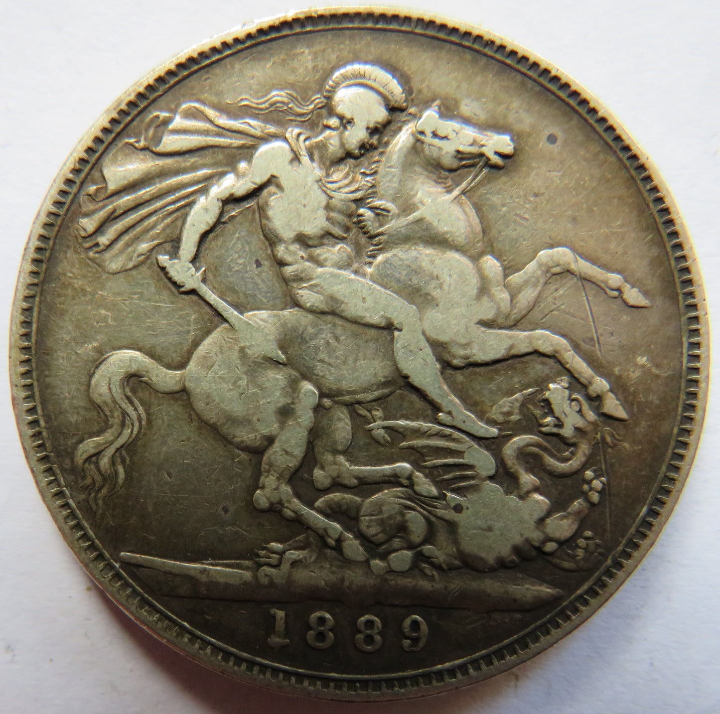 1889 Queen Victoria Jubilee Head Silver Crown Coin - Great Britain