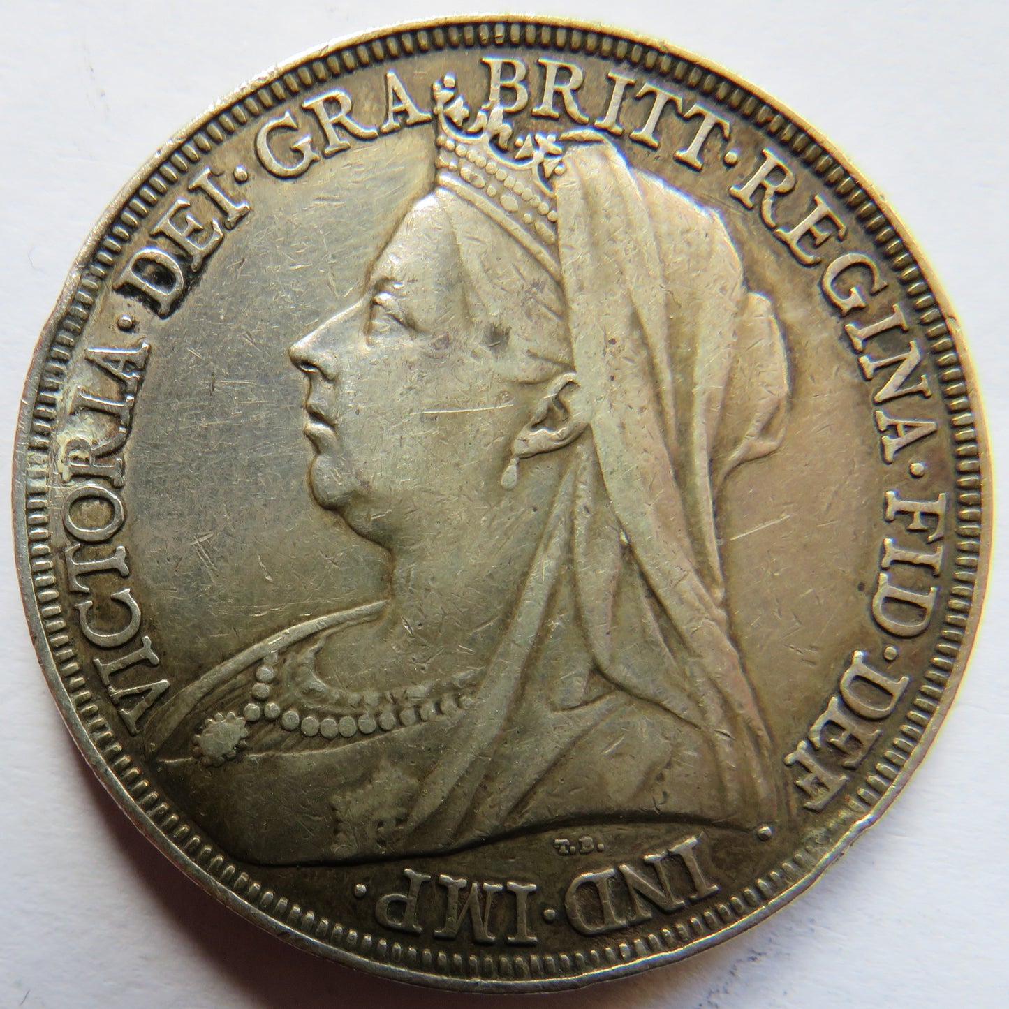 1894 LVII Queen Victoria Silver Crown Coin - Great Britain