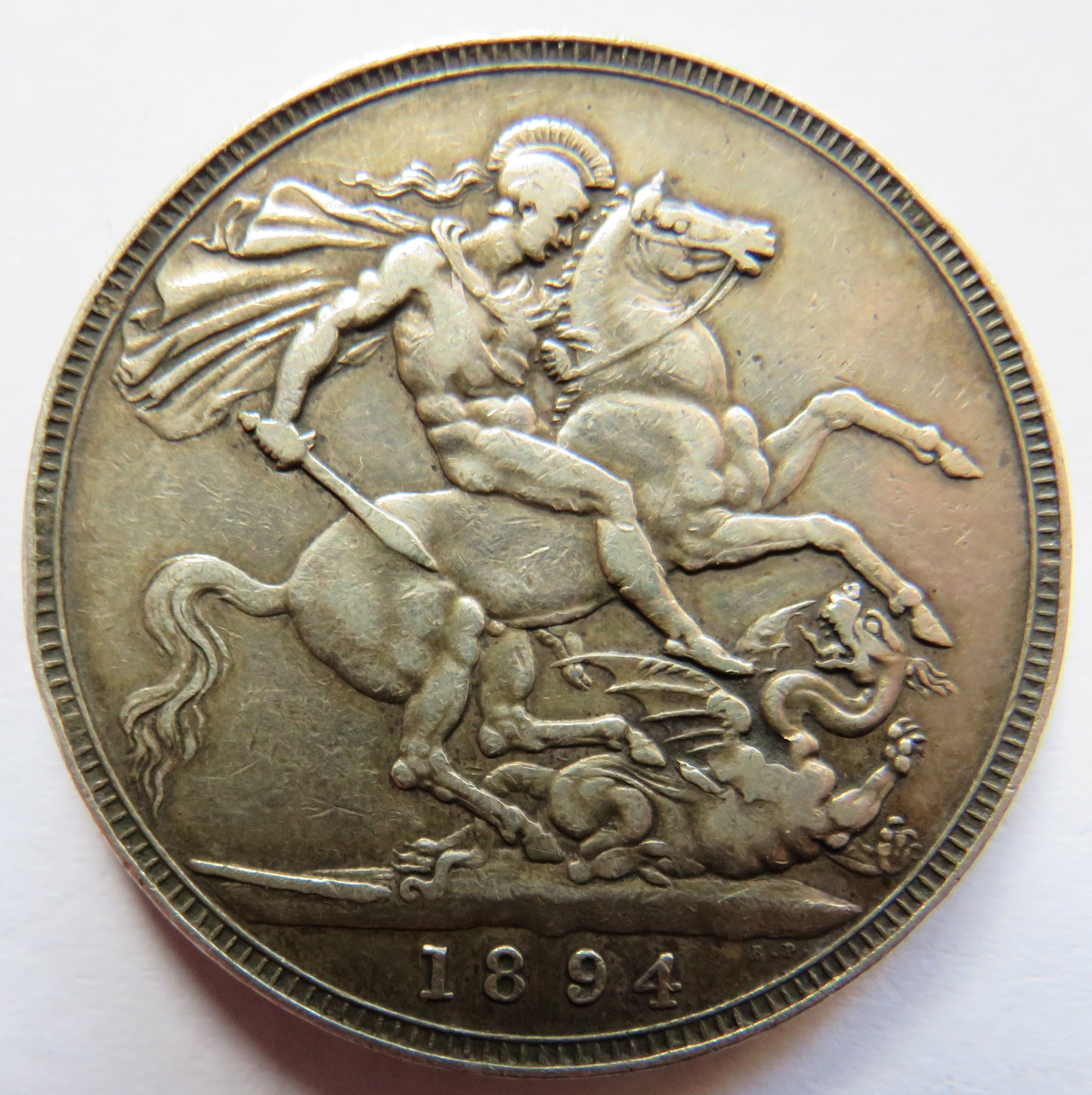 1894 LVII Queen Victoria Silver Crown Coin - Great Britain