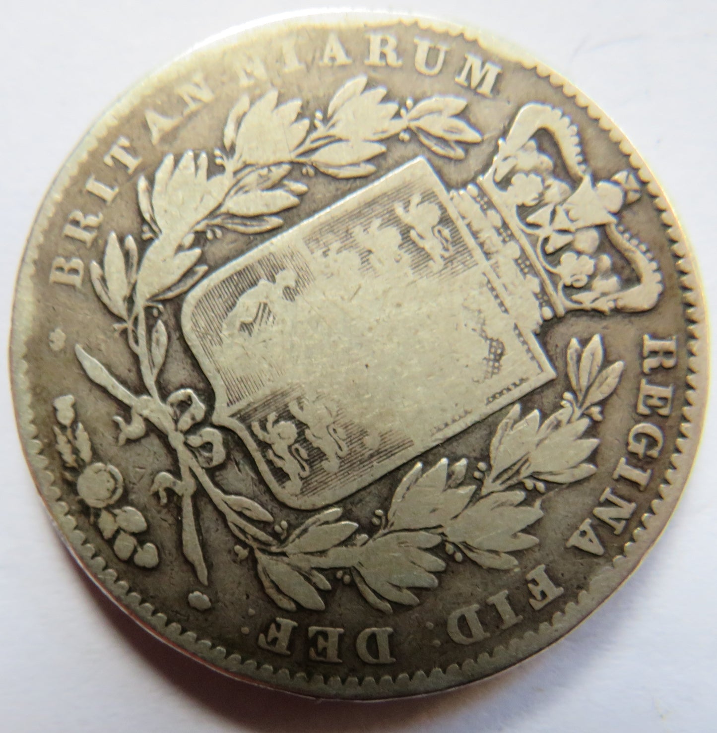 1845 Queen Victoria Young Head Silver Crown Coin - Great Britain