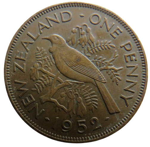 1952 King George VI New Zealand One Penny Coin