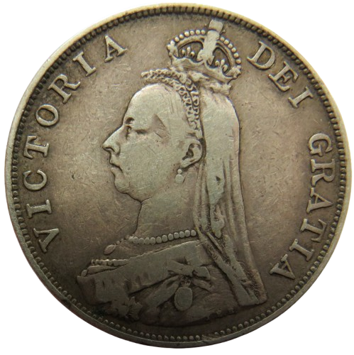 1889 Queen Victoria Jubilee Head Silver Double Florin Coin