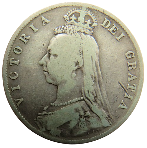 1887 Queen Victoria Jubilee Head Silver Halfcrown Coin - Great Britain