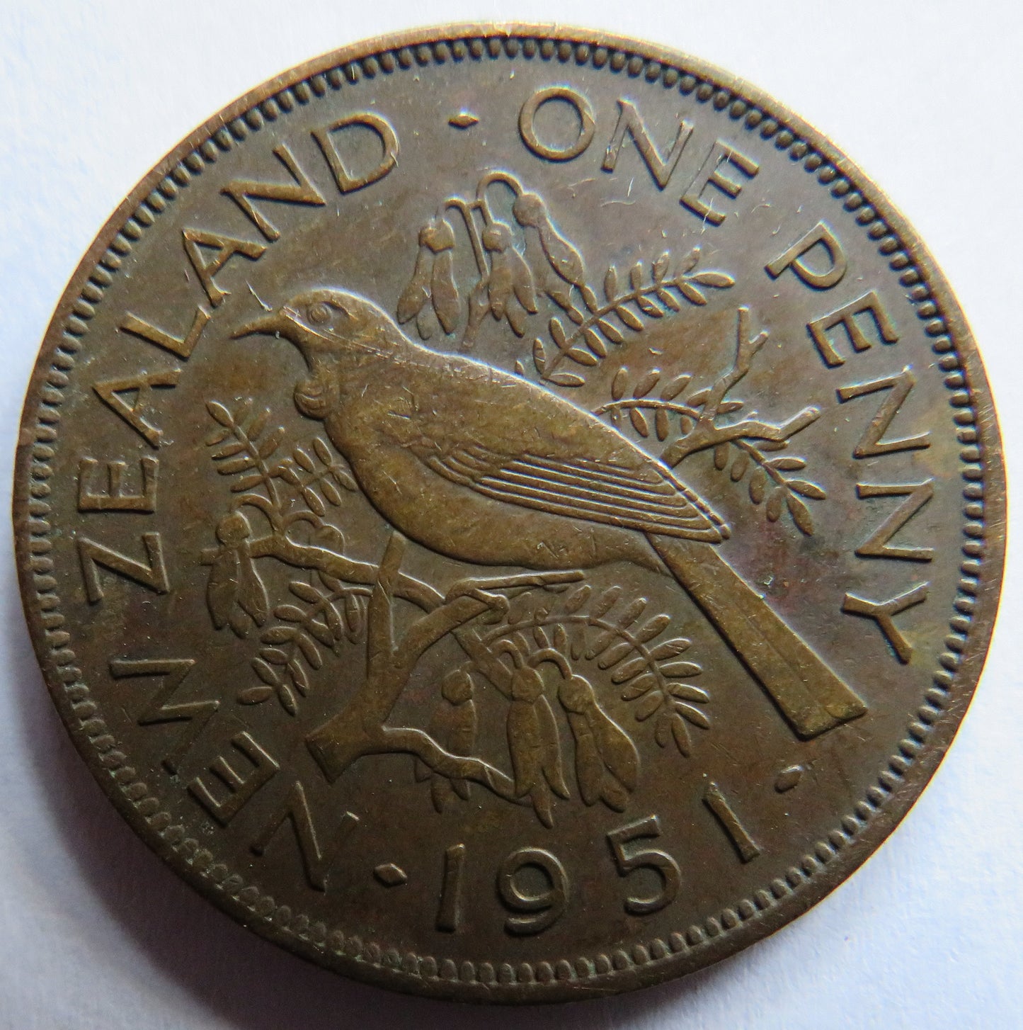 1951 King George VI New Zealand One Penny Coin