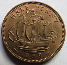 Load image into Gallery viewer, 1939 King George VI Halfpenny Coin In High Grade - Great Britain
