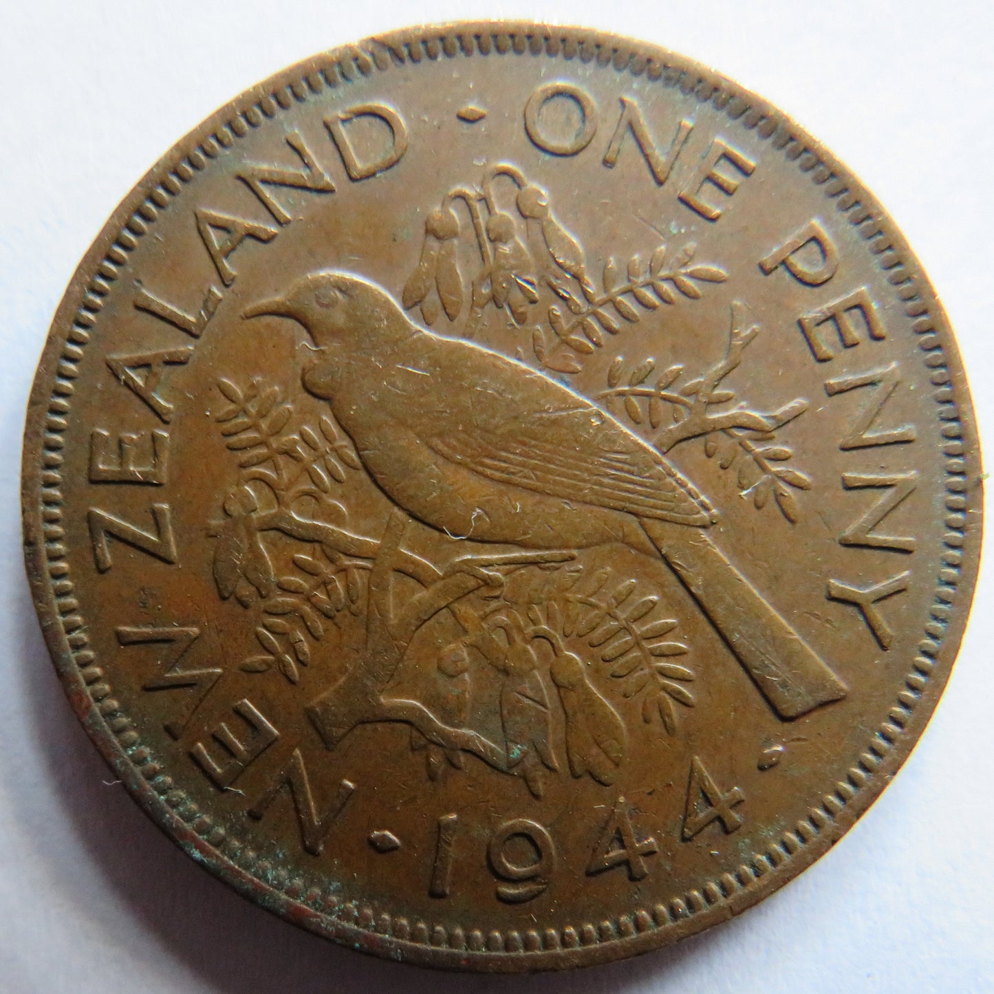1944 King George VI New Zealand One Penny Coin