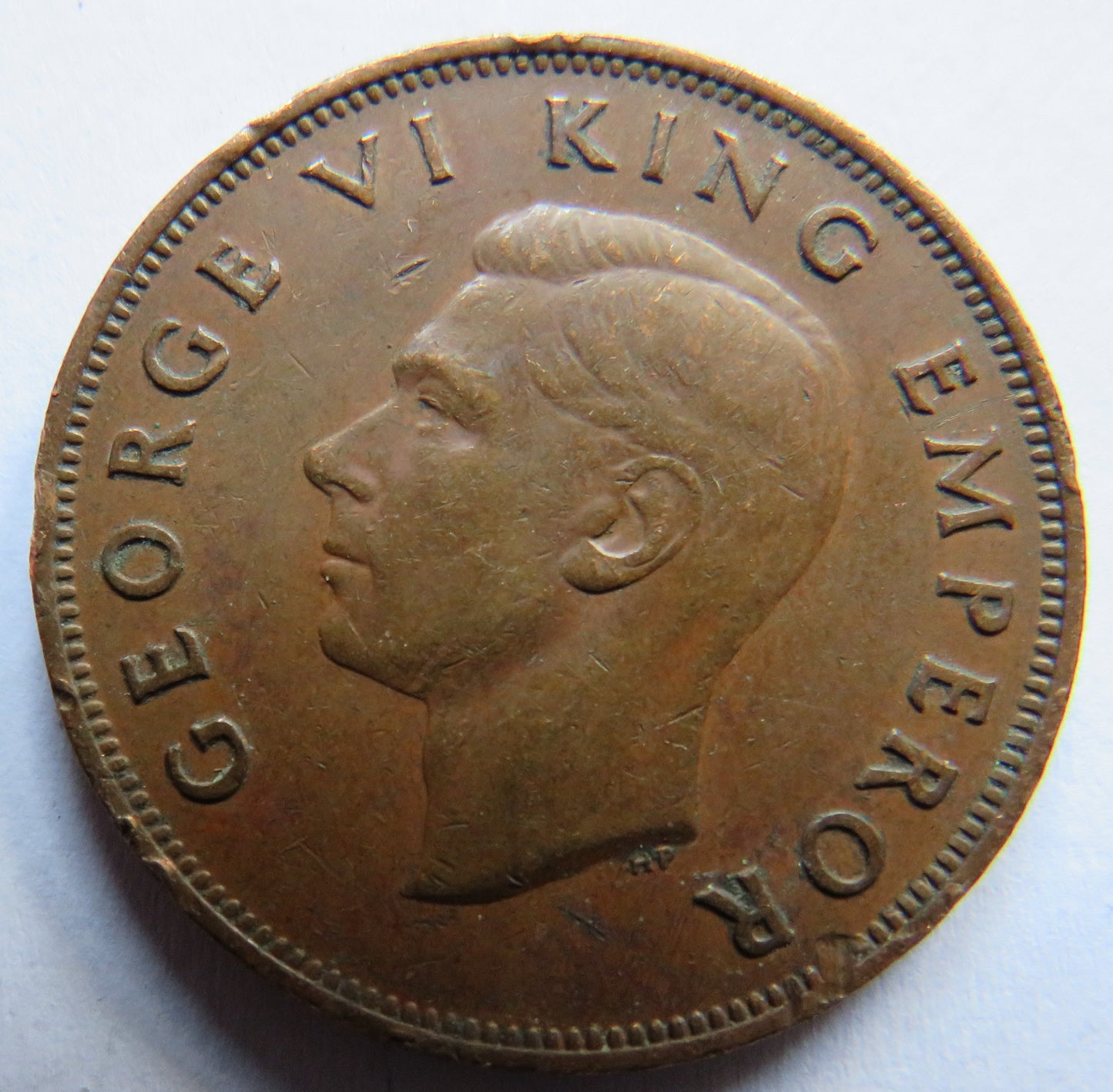 1944 King George VI New Zealand One Penny Coin