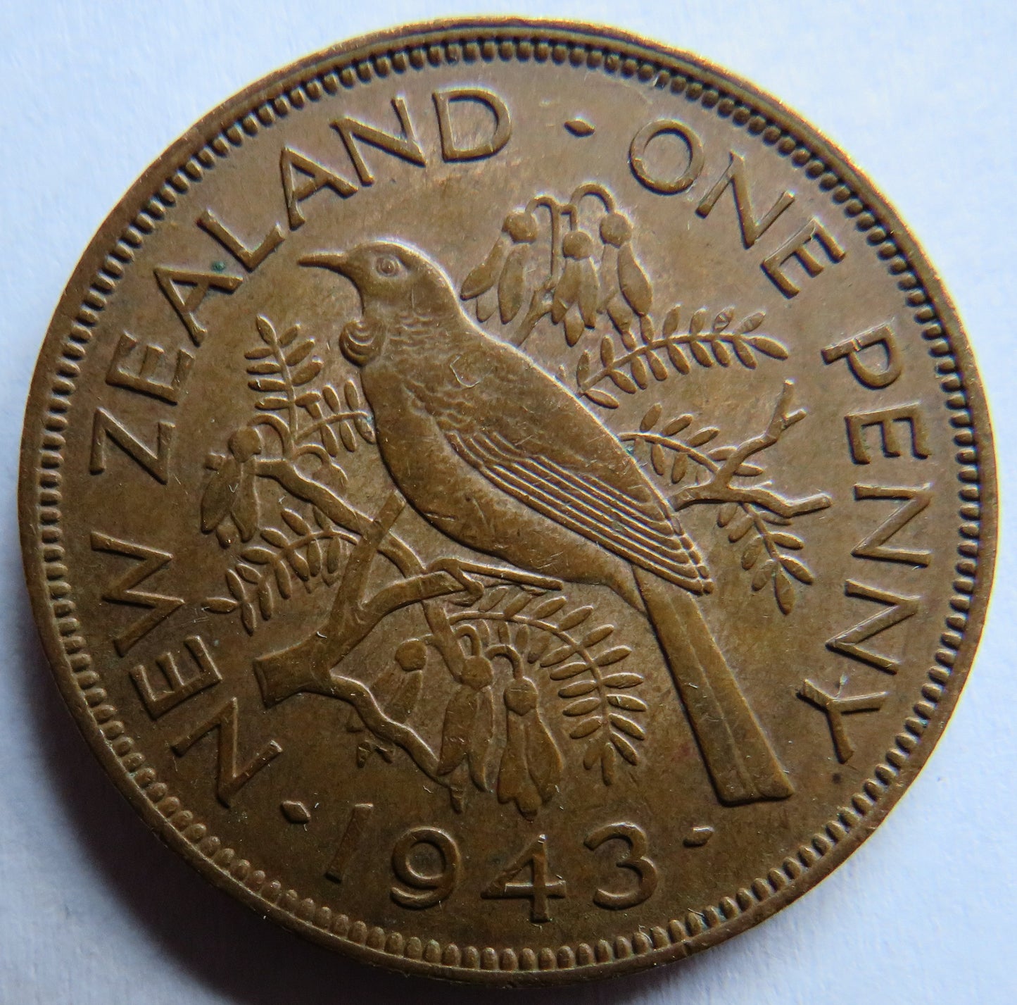 1943 King George VI New Zealand One Penny Coin