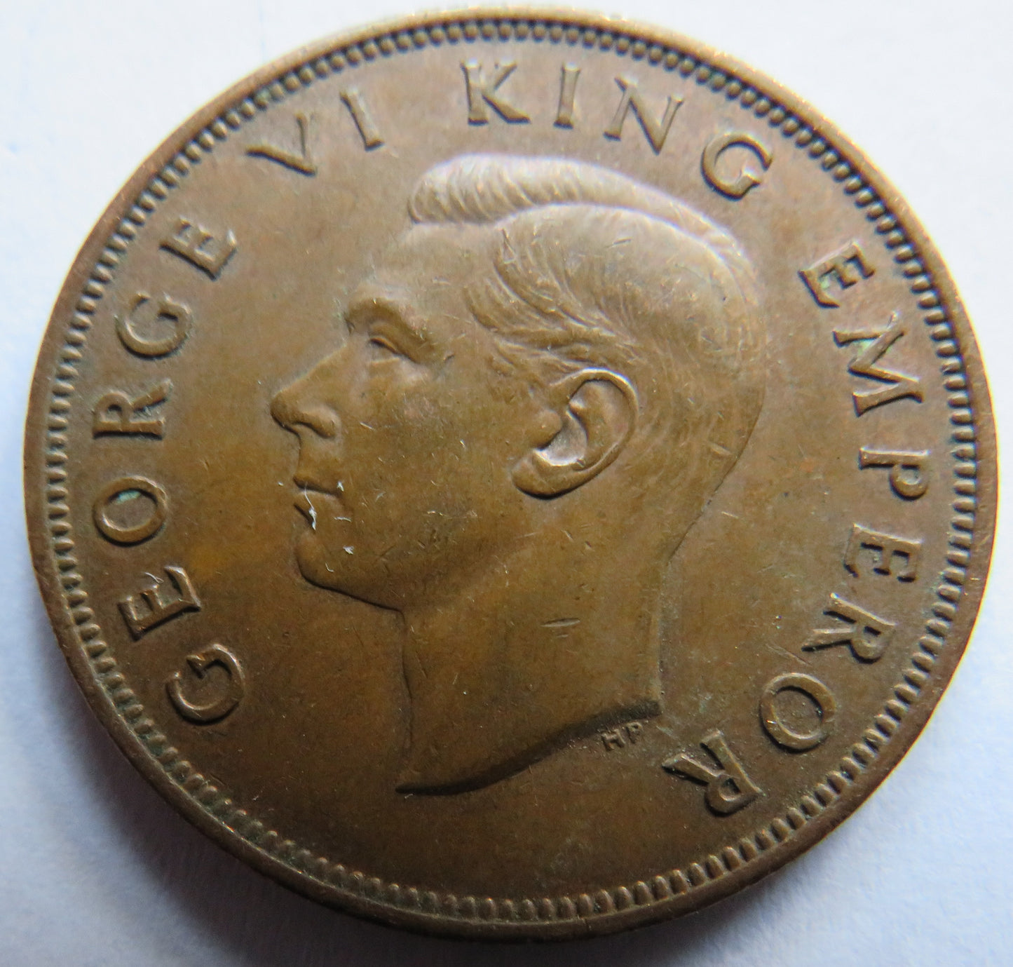 1943 King George VI New Zealand One Penny Coin