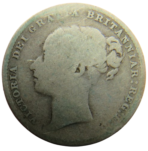 1879 Queen Victoria Young Head Silver Shilling Coin - Great Britain
