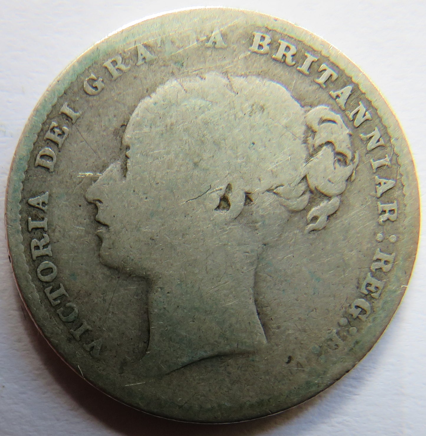 1879 Queen Victoria Young Head Silver Shilling Coin - Great Britain
