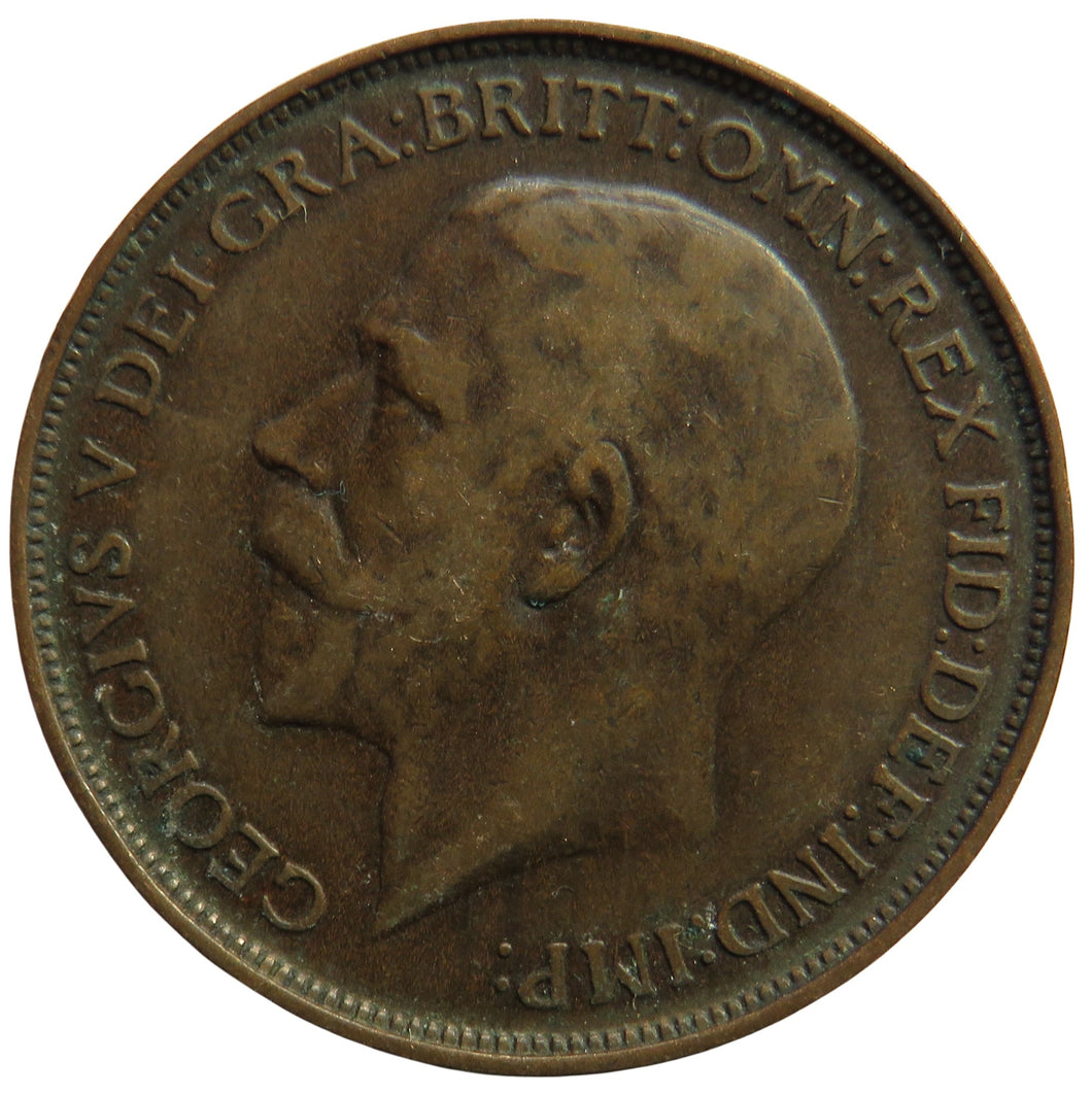 1912-H King George V One Penny Coin - Great Britain