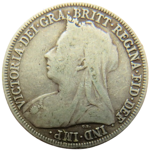 1896 Queen Victoria Silver Shilling Coin - Great Britain