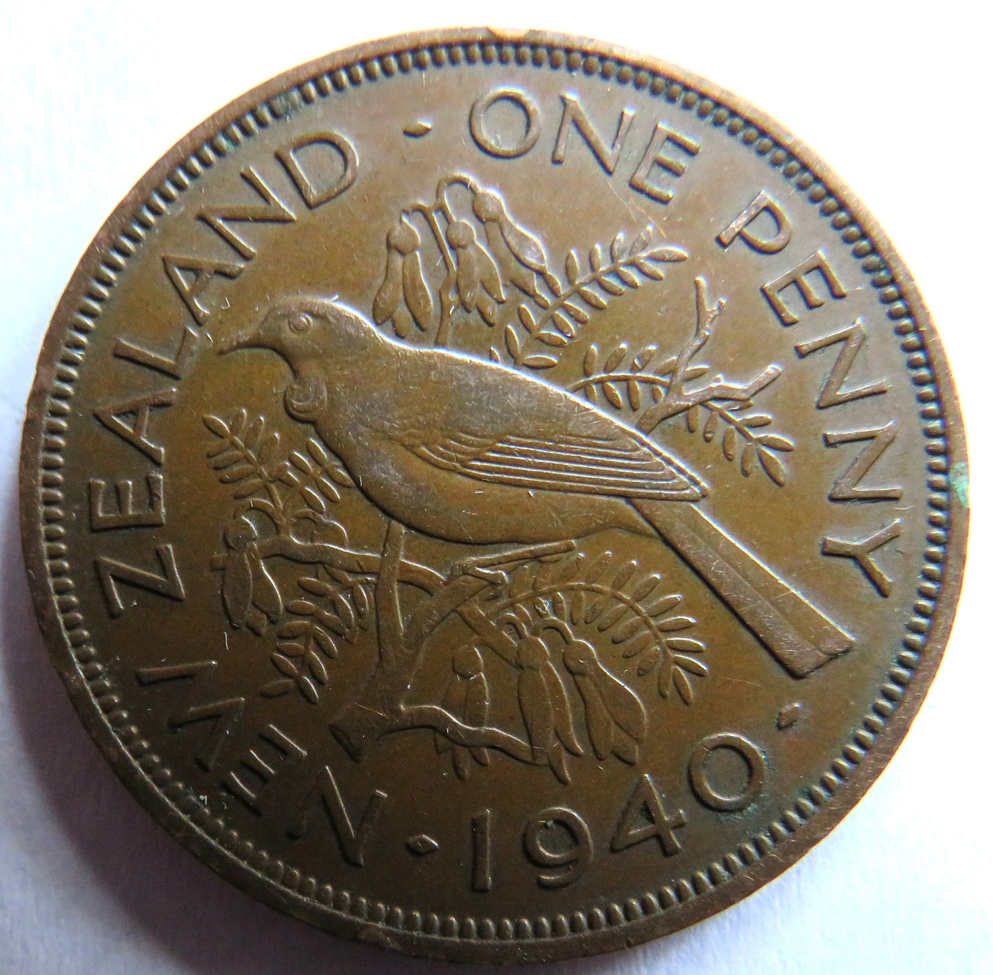 1940 King George VI New Zealand One Penny Coin