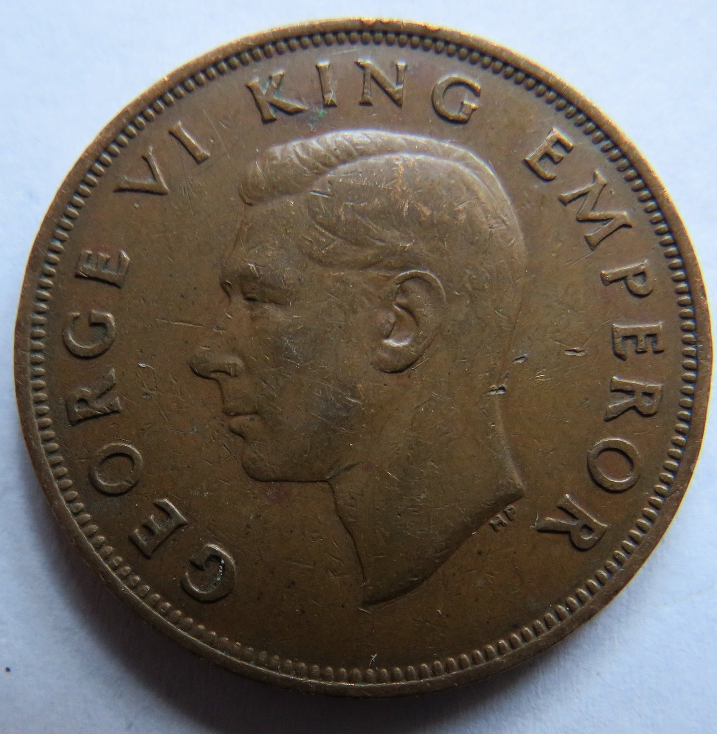 1942 King George VI New Zealand One Penny Coin