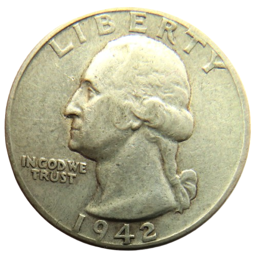 1942 USA Washington Silver $1/4 Quarter Coin