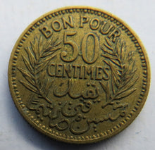 Load image into Gallery viewer, 1941 Tunisia 50 Centimes Coin
