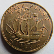 Load image into Gallery viewer, 1944 King George VI Halfpenny Coin In High Grade - Great Britain
