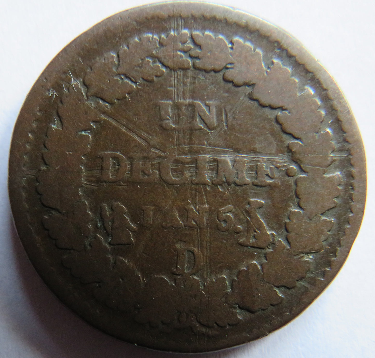 1796-97-D France Un Decime Coin